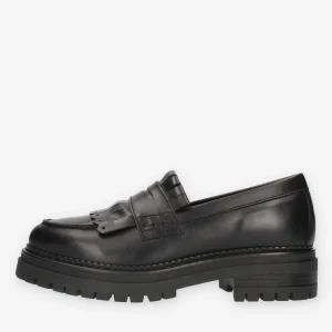 Nero Giardini Mocassini neri da donna con frange