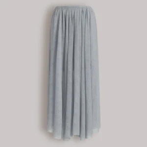 Gonna a pieghe in tulle stampato