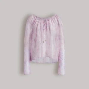 Camicetta in organza di seta con stampa floreale