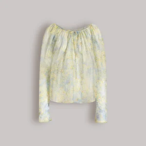 Camicetta in organza di seta con stampa floreale