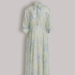 Abito camicia in chiffon con stampa floreale